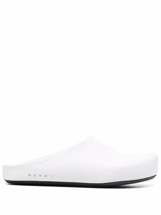 Logo-Letter Pebble-Effect Clog Slippers
