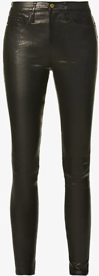 Womens Washed Black Le High Skinny Leather Trousers