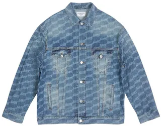 Logo-Print Washed Denim Jacket