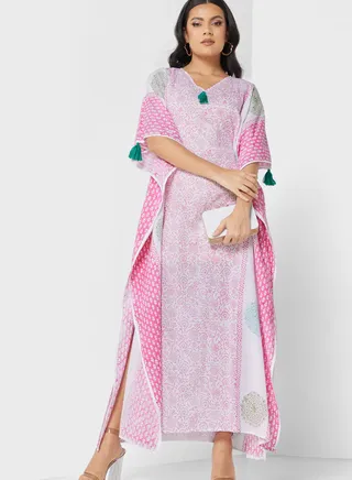 Flared Sleeve Printed Kaftan