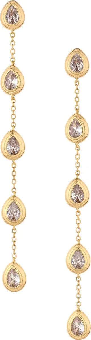Crystal Teardrop Linear Drop Earrings