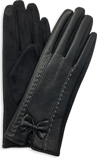Bow Vegan Leather Touch Screen Gloves