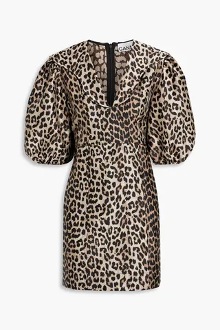 Leopard-jacquard mini dress