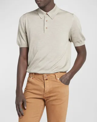 Men's Silk-Cashmere Polo Sweater