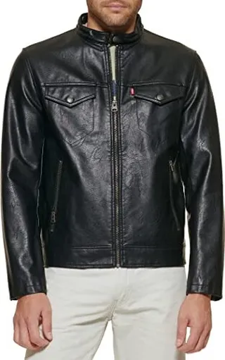 Levi's Men's Faux Leather Trucker Racer Jacket
