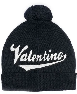 Embroidered Logo Pompom Beanie