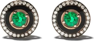 18kt rose gold diamond emerald Mina earrings