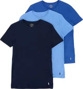 3pack Crew Neck Short Sleeve Undershirt Undershirt Blue