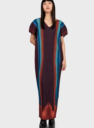 Printed Plisse Detail Kaftan