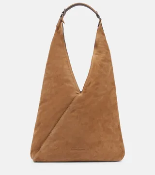 Embellished suede shoulder bag