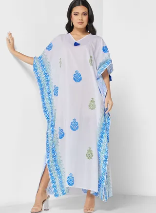 Flared Sleeve Printed Kaftan