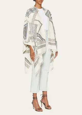 Mantella Jacquard Wool-Blend Cape