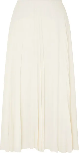Pleated silk-georgette midi skirt