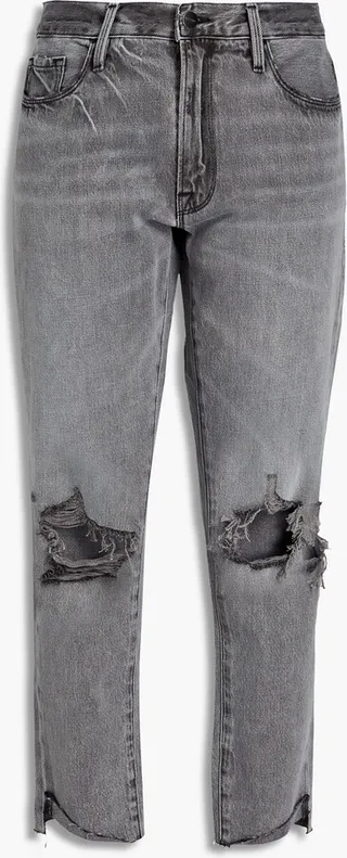 La Garcon distressed mid-rise boyfriend jeans