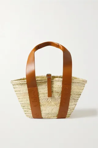 Chloé - Sense Leather-trimmed Raffia Tote - Brown