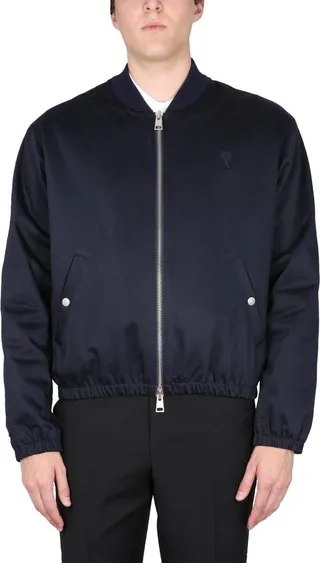 AMI Paris Ami De Coeur Zipped Bomber Jacket