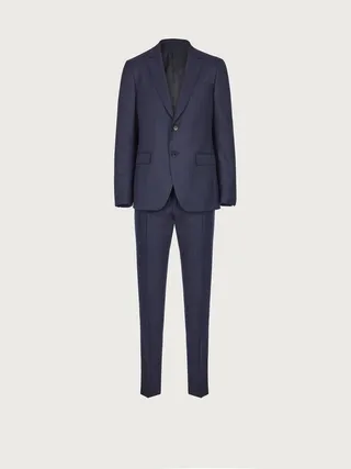 Ferragamo Men Check suit in wool Blue