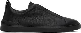 ZEGNA Black Triple Stitch Sneakers