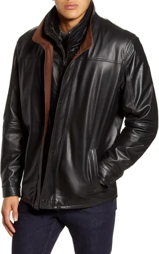 Leather Jacket with Removable Inset Bib