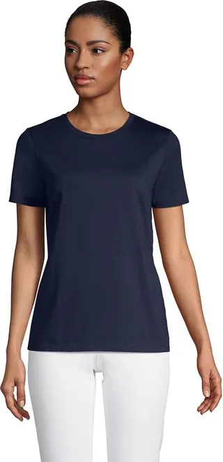 Lands' End Women's Tall Relaxed Supima Cotton Short Sleeve Crewneck T-Shirt - Medium Tall - Radiant Navy