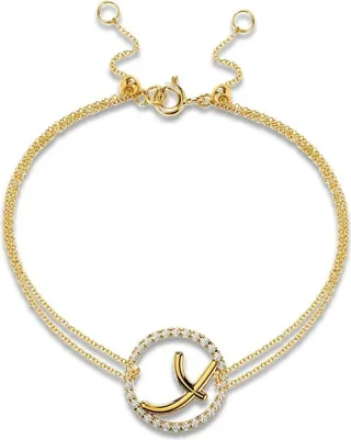 18kt yellow gold Love Letter Y pavé diamond bracelet