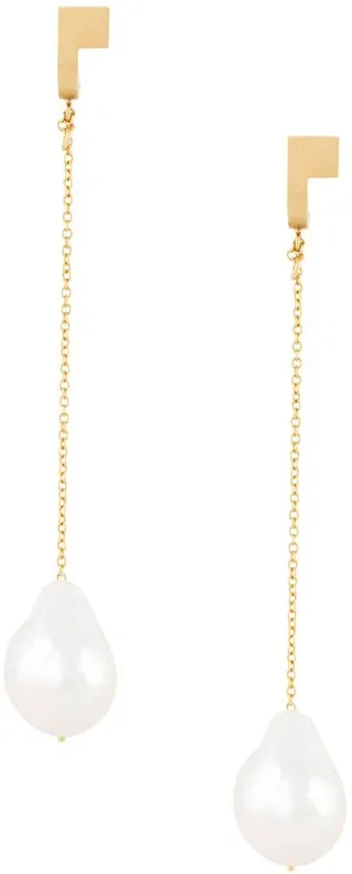 Chain Pearl Drop Earrings
