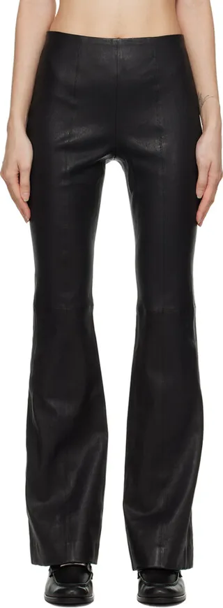 rag & bone Black Simone Flared Leather Pants
