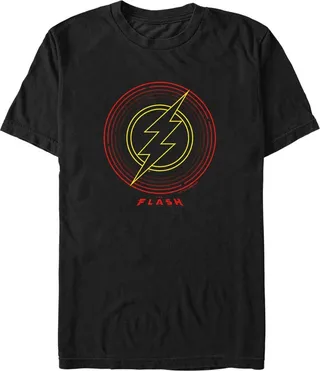 Men's The Flash Neon Lightning Bolt Stamp T-Shirt - Black - Large
