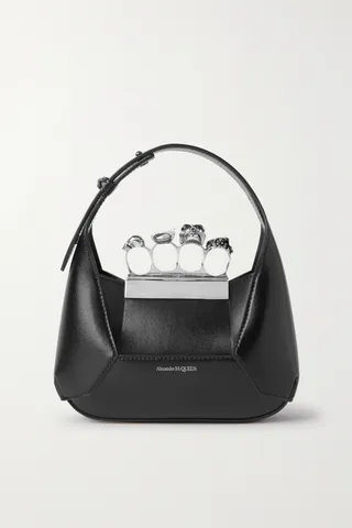 Alexander McQueen - Mini Embellished Leather Shoulder Bag - Black