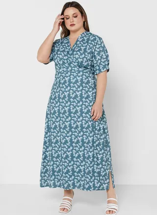 V Neck Printed Dress