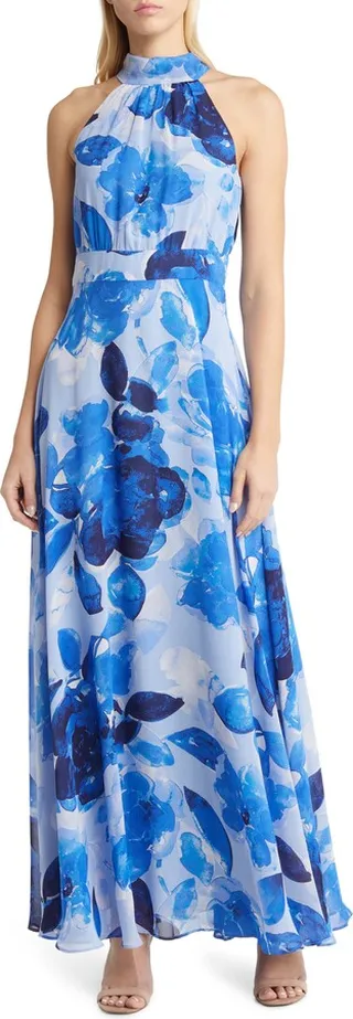 Flora Halter Neck Maxi Dress