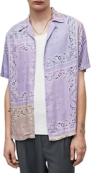 Allsaints Tikal Relaxed Fit Bandana Print Camp Shirt