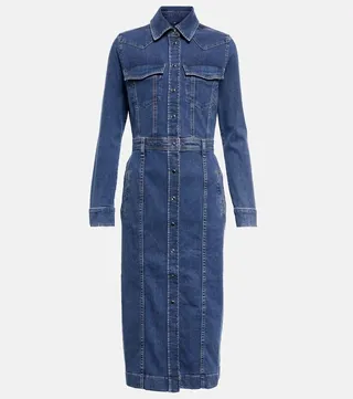 Luxe denim midi dress