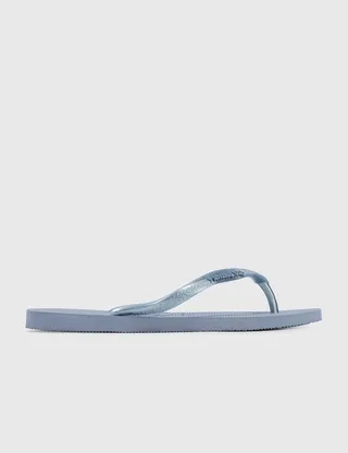 Havaianas Metallic Logo Slim Flip Flops