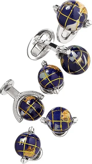 Spinning Globe Cufflinks & Tuxedo Studs Set