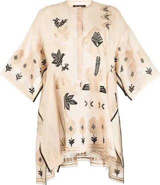 Embroidered Silk Tunic Top