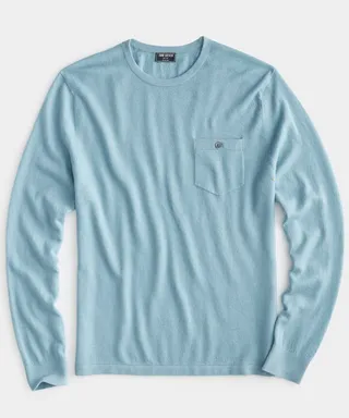 Cashmere Pocket Tee In Oil Blue