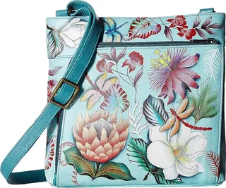 Anuschka Crossbody with Front RFID Built in Wallet 651 (Jardin Bleu) Cross Body Handbags