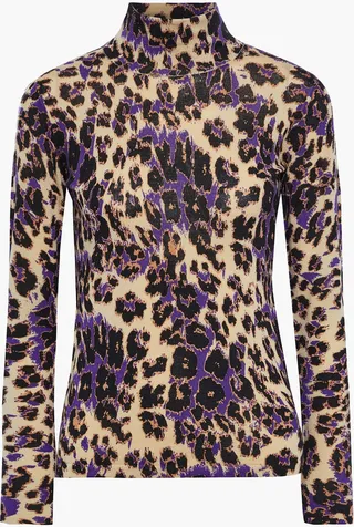 Brandy leopard-print merino wool turtleneck sweater