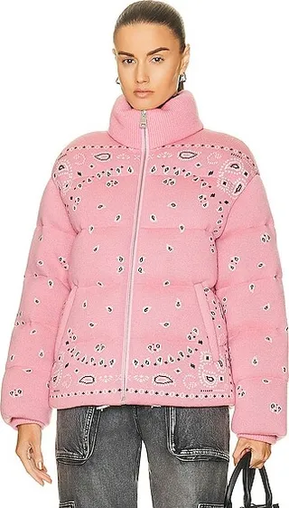 ALANUI Bandana Jacquard Puffer Jacket in Pink