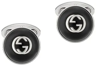 Interlocking G Sterling Silver Enamel Button Cufflinks