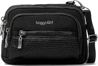 Baggallini Triple Zip Bagg (Black Neoprene) Cross Body Handbags