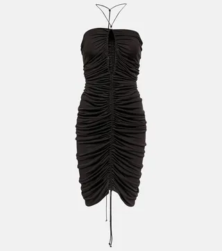 Drawstring jersey minidress