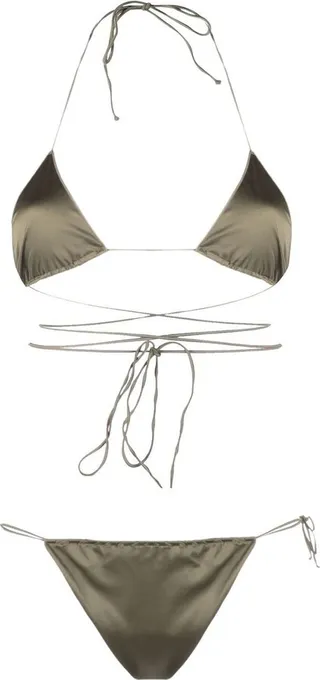 Satin-Finish Triangle-Cup Bikini Set