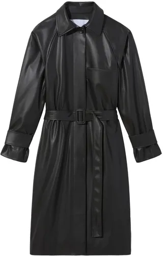 Faux-Leather Trench Coat