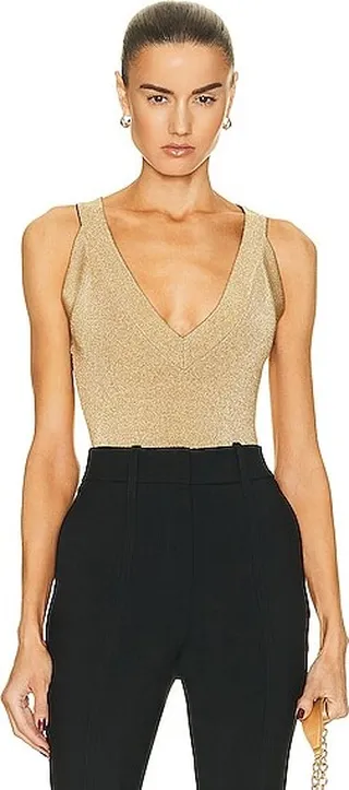 ALAÏA Bodysuit in Metallic Gold