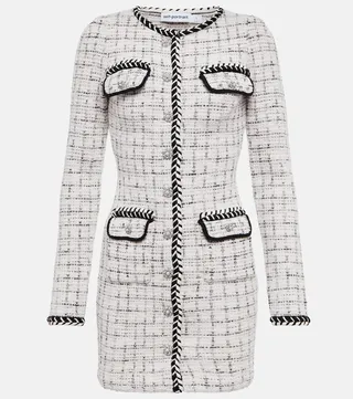 Checked cotton-blend minidress