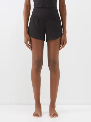 Nylon-blend Mesh Yoga Shorts