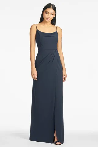 Paulina 4-Way Stretch Crepe Gown - Navy