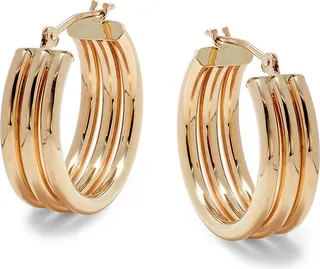 14K Yellow Gold Huggie Hoop Earrings